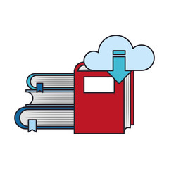 Sticker - Online library with cloud computing isolated icon