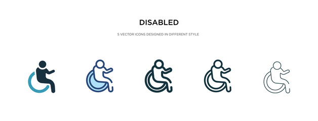 disabled icon in different style vector illustration. two colored and black disabled vector icons designed in filled, outline, line and stroke style can be used for web, mobile, ui