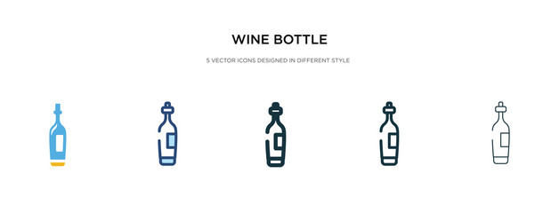 Wall Mural - wine bottle icon in different style vector illustration. two colored and black wine bottle vector icons designed in filled, outline, line and stroke style can be used for web, mobile, ui