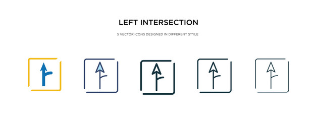 Poster - left intersection icon in different style vector illustration. two colored and black left intersecti