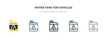 Water Tank For Vehicles Icon In Different Style Vector Illustration. Two Colored And Black Water Tank For Vehicles Vector Icons Designed In Filled, Outline, Line And Stroke Style Can Be Used For