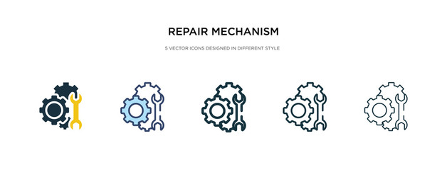 repair mechanism icon in different style vector illustration. two colored and black repair mechanism vector icons designed in filled, outline, line and stroke style can be used for web, mobile, ui