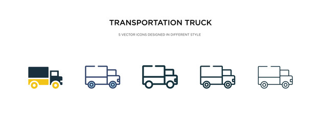 Wall Mural - transportation truck icon in different style vector illustration. two colored and black transportation truck vector icons designed in filled, outline, line and stroke style can be used for web,