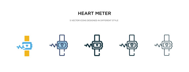 Wall Mural - heart meter icon in different style vector illustration. two colored and black heart meter vector icons designed in filled, outline, line and stroke style can be used for web, mobile, ui