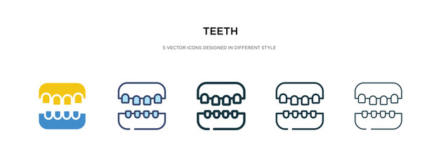 teeth icon in different style vector illustration. two colored and black teeth vector icons designed in filled, outline, line and stroke style can be used for web, mobile, ui