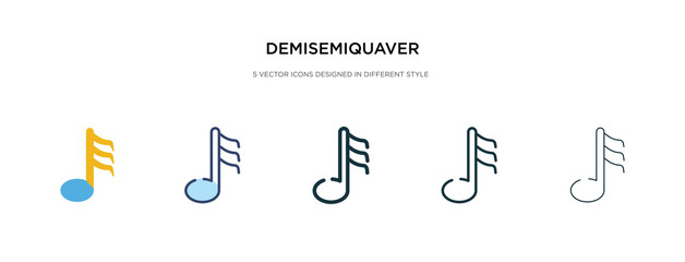 Poster - demisemiquaver icon in different style vector illustration. two colored and black demisemiquaver vec
