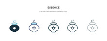 Essence Icon In Different Style Vector Illustration. Two Colored And Black Essence Vector Icons Designed In Filled, Outline, Line And Stroke Style Can Be Used For Web, Mobile, Ui