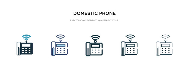 domestic phone icon in different style vector illustration. two colored and black domestic phone vector icons designed in filled, outline, line and stroke style can be used for web, mobile, ui