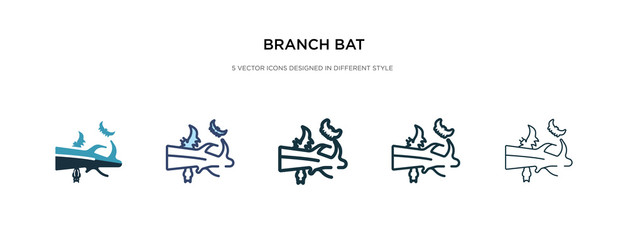 branch bat icon in different style vector illustration. two colored and black branch bat vector icons designed in filled, outline, line and stroke style can be used for web, mobile, ui