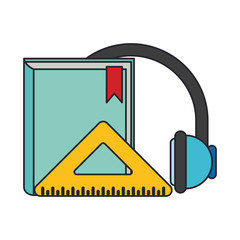 Sticker - Book and headphones design isolated icon