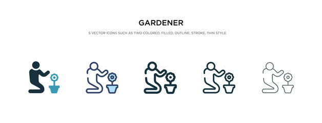 Wall Mural - gardener icon in different style vector illustration. two colored and black gardener vector icons designed in filled, outline, line and stroke style can be used for web, mobile, ui