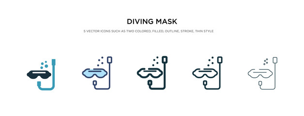 Wall Mural - diving mask icon in different style vector illustration. two colored and black diving mask vector icons designed in filled, outline, line and stroke style can be used for web, mobile, ui