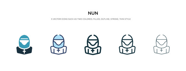 nun icon in different style vector illustration. two colored and black nun vector icons designed in filled, outline, line and stroke style can be used for web, mobile, ui