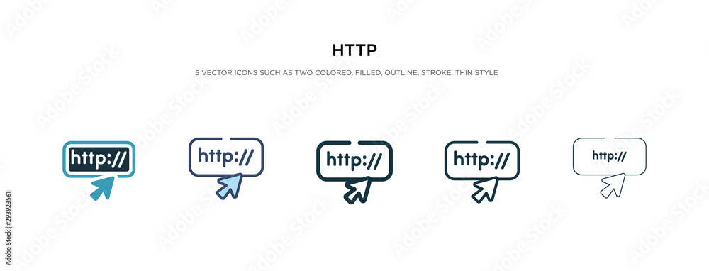http icon in different style vector illustration. two colored and black http vector icons designed in filled, outline, line and stroke style can be used for web, mobile, ui - obrazy, fototapety, plakaty 
