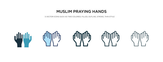 muslim praying hands icon in different style vector illustration. two colored and black muslim praying hands vector icons designed in filled, outline, line and stroke style can be used for web,