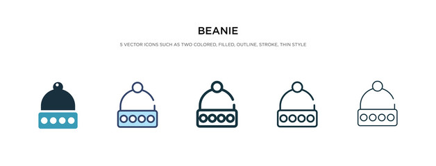 Wall Mural - beanie icon in different style vector illustration. two colored and black beanie vector icons designed in filled, outline, line and stroke style can be used for web, mobile, ui