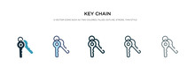 Key Chain Icon In Different Style Vector Illustration. Two Colored And Black Key Chain Vector Icons Designed In Filled, Outline, Line And Stroke Style Can Be Used For Web, Mobile, Ui