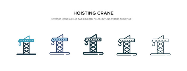 hoisting crane icon in different style vector illustration. two colored and black hoisting crane vector icons designed in filled, outline, line and stroke style can be used for web, mobile, ui