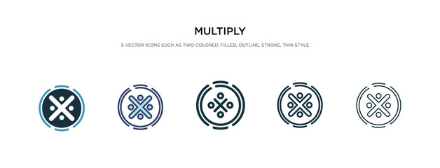 Poster - multiply icon in different style vector illustration. two colored and black multiply vector icons de