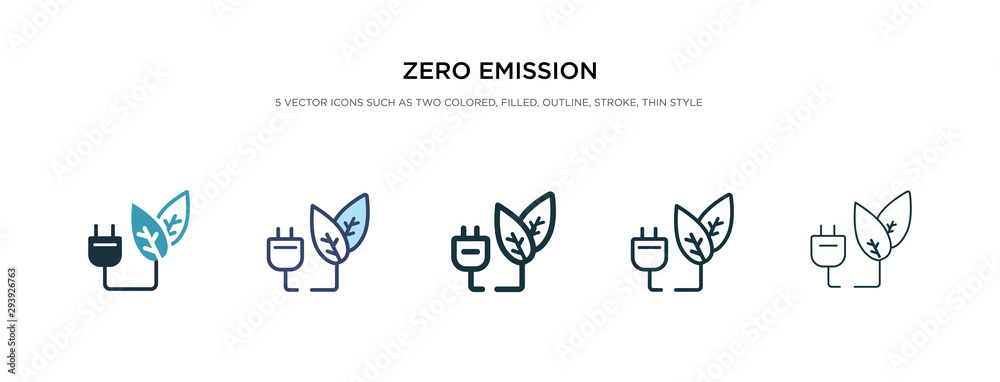 zero emission icon in different style vector illustration. two colored ...