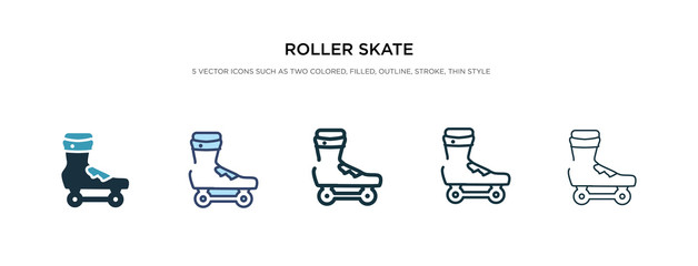 roller skate icon in different style vector illustration. two colored and black roller skate vector icons designed in filled, outline, line and stroke style can be used for web, mobile, ui