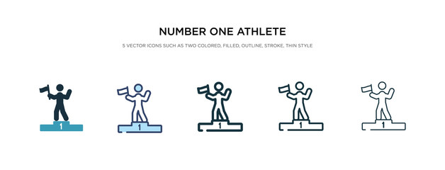 number one athlete icon in different style vector illustration. two colored and black number one athlete vector icons designed in filled, outline, line and stroke style can be used for web, mobile,