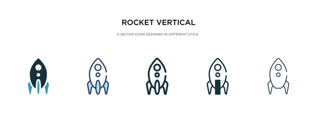 rocket vertical position icon in different style vector illustration. two colored and black rocket vertical position vector icons designed in filled, outline, line and stroke style can be used for