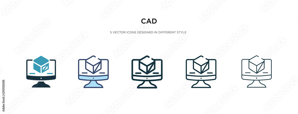 cad icon in different style vector illustration. two colored and black cad vector icons designed in filled, outline, line and stroke style can be used for web, mobile, ui - obrazy, fototapety, plakaty 