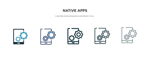 Wall Mural - native apps icon in different style vector illustration. two colored and black native apps vector icons designed in filled, outline, line and stroke style can be used for web, mobile, ui