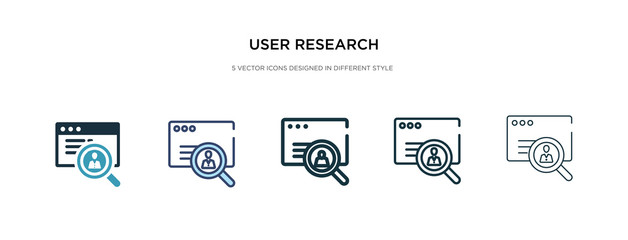 Wall Mural - user research icon in different style vector illustration. two colored and black user research vector icons designed in filled, outline, line and stroke style can be used for web, mobile, ui