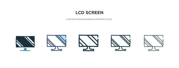 lcd screen icon in different style vector illustration. two colored and black lcd screen vector icons designed in filled, outline, line and stroke style can be used for web, mobile, ui