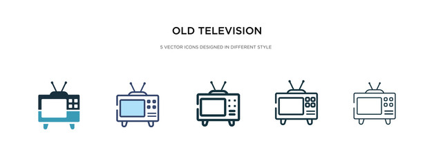 Wall Mural - old television icon in different style vector illustration. two colored and black old television vector icons designed in filled, outline, line and stroke style can be used for web, mobile, ui