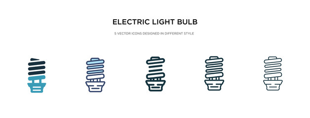 Wall Mural - electric light bulb icon in different style vector illustration. two colored and black electric light bulb vector icons designed in filled, outline, line and stroke style can be used for web,