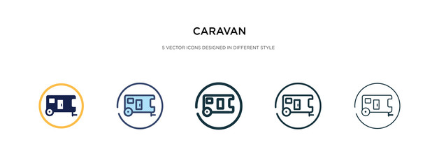 Wall Mural - caravan icon in different style vector illustration. two colored and black caravan vector icons designed in filled, outline, line and stroke style can be used for web, mobile, ui