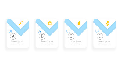 light blue horizontal infographics 4 steps