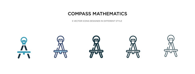 Wall Mural - compass mathematics tool for drawing circles icon in different style vector illustration. two colored and black compass mathematics tool for drawing circles vector icons designed in filled, outline,