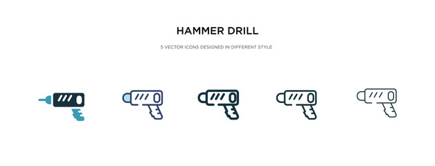 Wall Mural - hammer drill icon in different style vector illustration. two colored and black hammer drill vector icons designed in filled, outline, line and stroke style can be used for web, mobile, ui