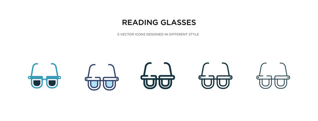 reading glasses icon in different style vector illustration. two colored and black reading glasses vector icons designed in filled, outline, line and stroke style can be used for web, mobile, ui