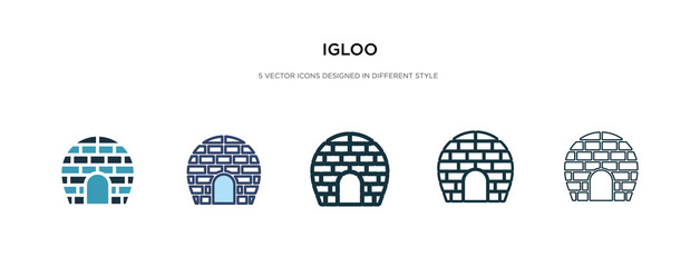 igloo icon in different style vector illustration. two colored and black igloo vector icons designed in filled, outline, line and stroke style can be used for web, mobile, ui