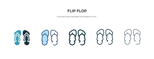 Wall Mural - flip flop icon in different style vector illustration. two colored and black flip flop vector icons designed in filled, outline, line and stroke style can be used for web, mobile, ui