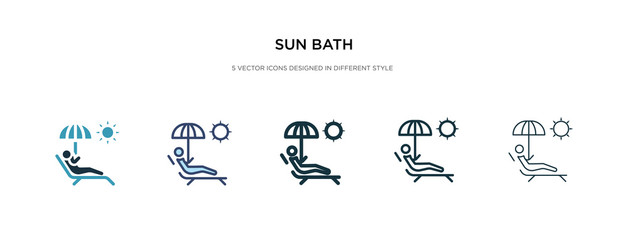 Wall Mural - sun bath icon in different style vector illustration. two colored and black sun bath vector icons designed in filled, outline, line and stroke style can be used for web, mobile, ui