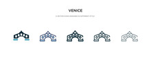 Venice Icon In Different Style Vector Illustration. Two Colored And Black Venice Vector Icons Designed In Filled, Outline, Line And Stroke Style Can Be Used For Web, Mobile, Ui