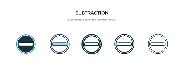 Poster - subtraction icon in different style vector illustration. two colored and black subtraction vector ic