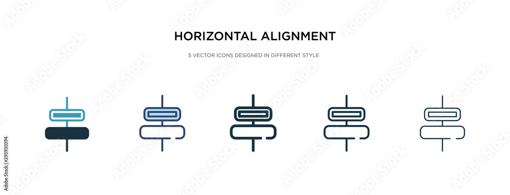 horizontal alignment icon in different style vector illustration. two ...