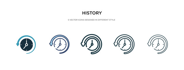 Wall Mural - history icon in different style vector illustration. two colored and black history vector icons designed in filled, outline, line and stroke style can be used for web, mobile, ui