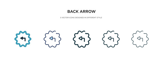 back arrow icon in different style vector illustration. two colored and black back arrow vector icons designed in filled, outline, line and stroke style can be used for web, mobile, ui