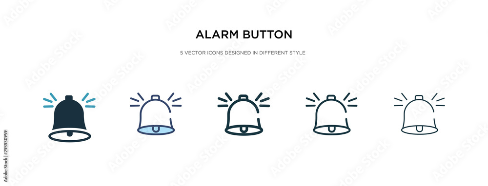 alarm button icon in different style vector illustration. two colored ...