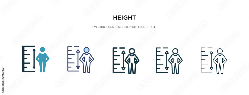 height icon in different style vector illustration. two colored and black height vector icons designed in filled, outline, line and stroke style can be used for web, mobile, ui - obrazy, fototapety, plakaty 