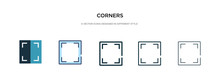 Corners Icon In Different Style Vector Illustration. Two Colored And Black Corners Vector Icons Designed In Filled, Outline, Line And Stroke Style Can Be Used For Web, Mobile, Ui