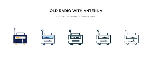 Wall Mural - old radio with antenna icon in different style vector illustration. two colored and black old radio with antenna vector icons designed in filled, outline, line and stroke style can be used for web,